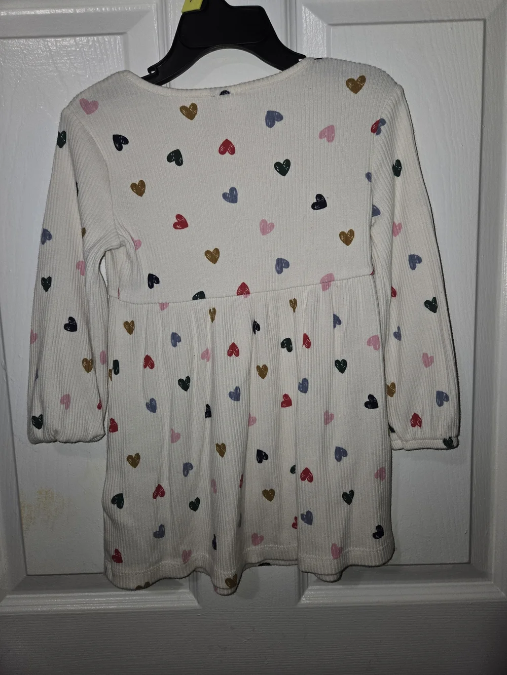 Old Navy Cream Ribbed Heart-Print Dress